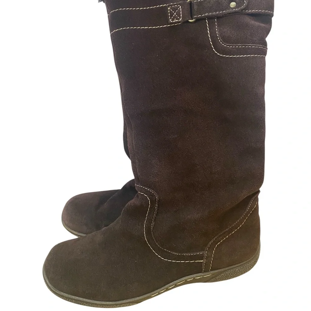 BJORNDAL DRAYLEN Women size 11M Faux-Fur Trim Winter Boots - Brown suede leather